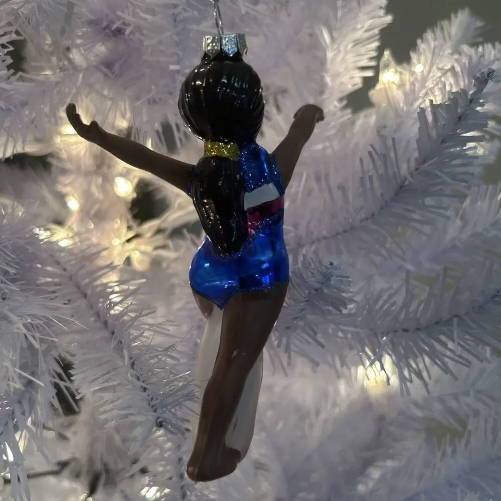 Ashland Glass African American Gymnast Christmas Tree Ornament 5.25